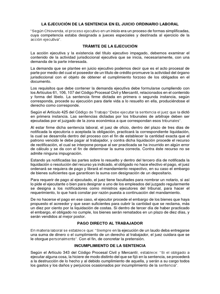 Ejecución de Sentencias Laborales en Guatemala | PDF | Sentencia (ley ...