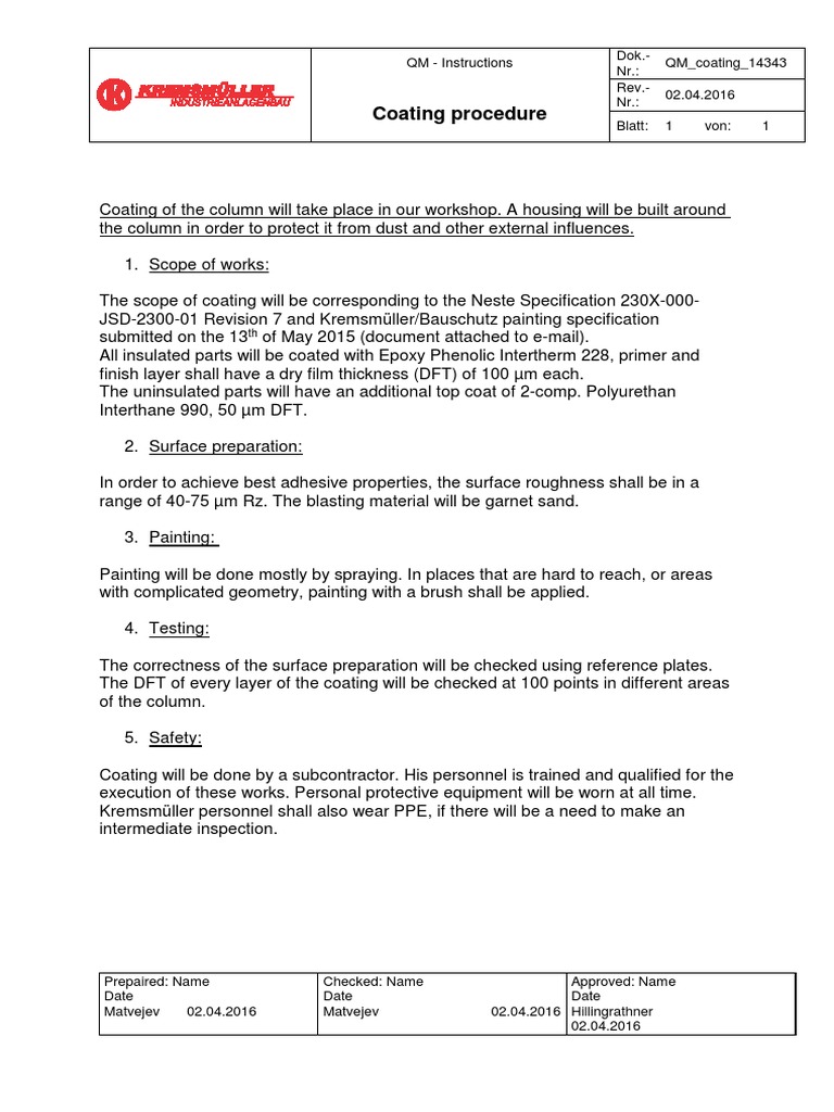 Column Coating Procedure Guide | PDF