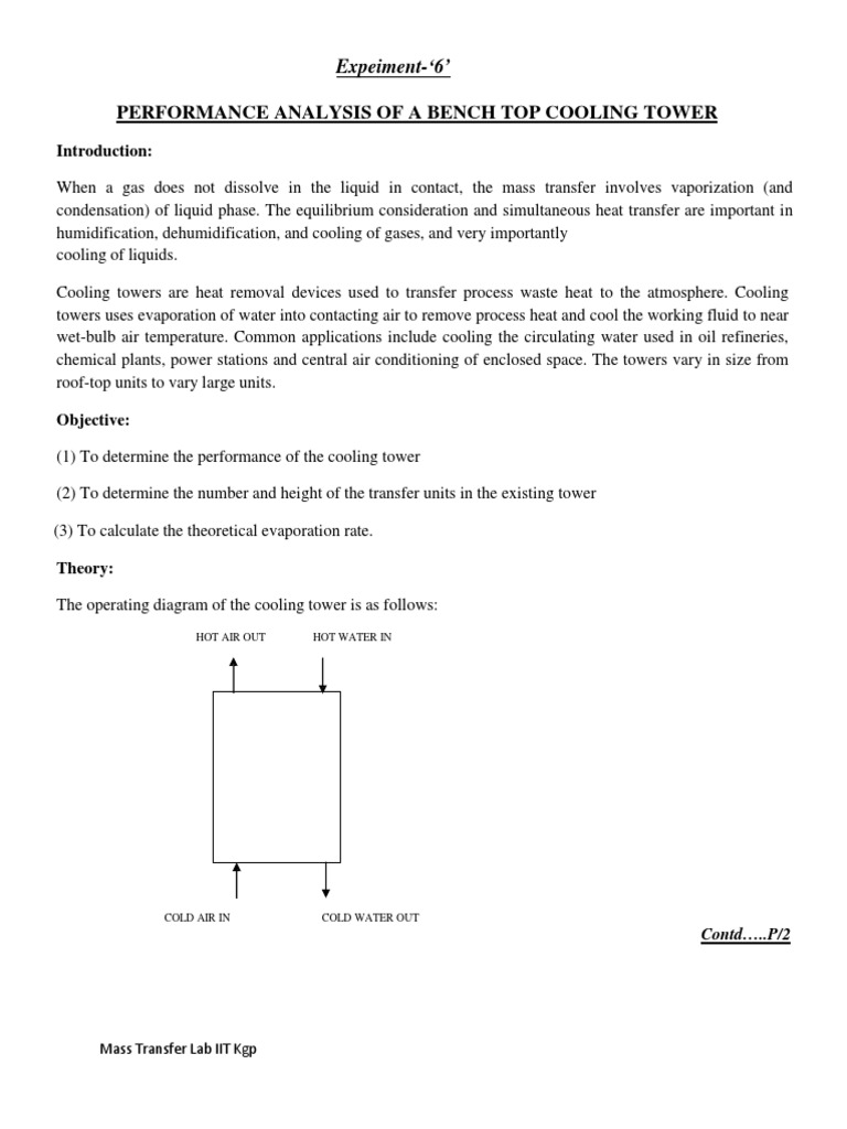 Bench Top Cooling Tower Performance Analysis | PDF | Air Conditioning ...