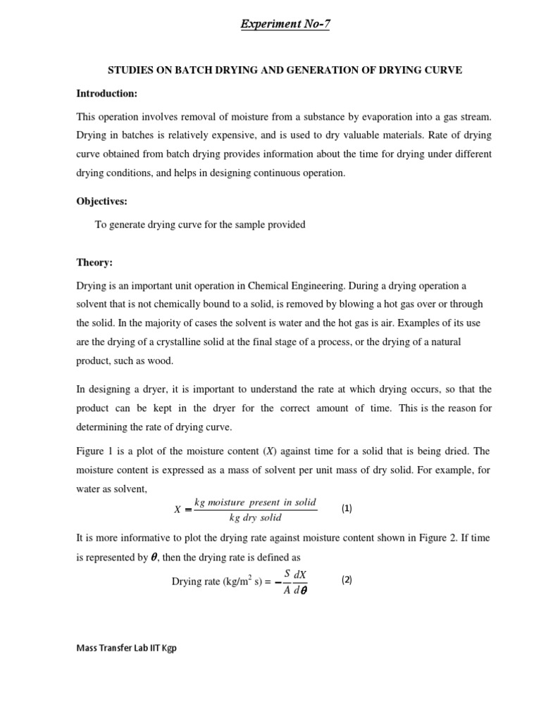 Drying Curve Generation for Calcium Carbonate | PDF | Physical ...