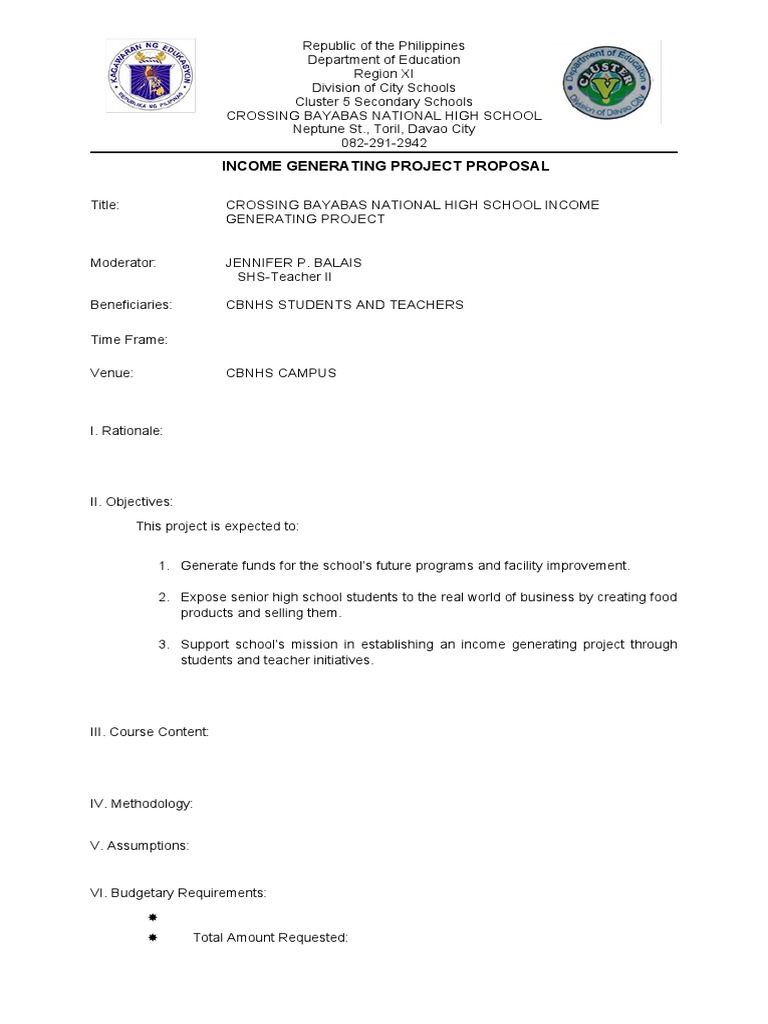 Income Generating Project Proposal Pdf