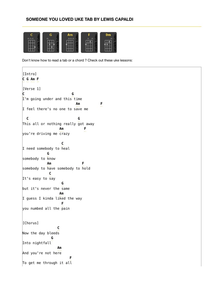 Someone You Loved Chords Ukulele