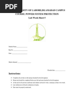 The University of Lahore, Islamabad Campus Course: Power System Protection Lab Work Sheet 5