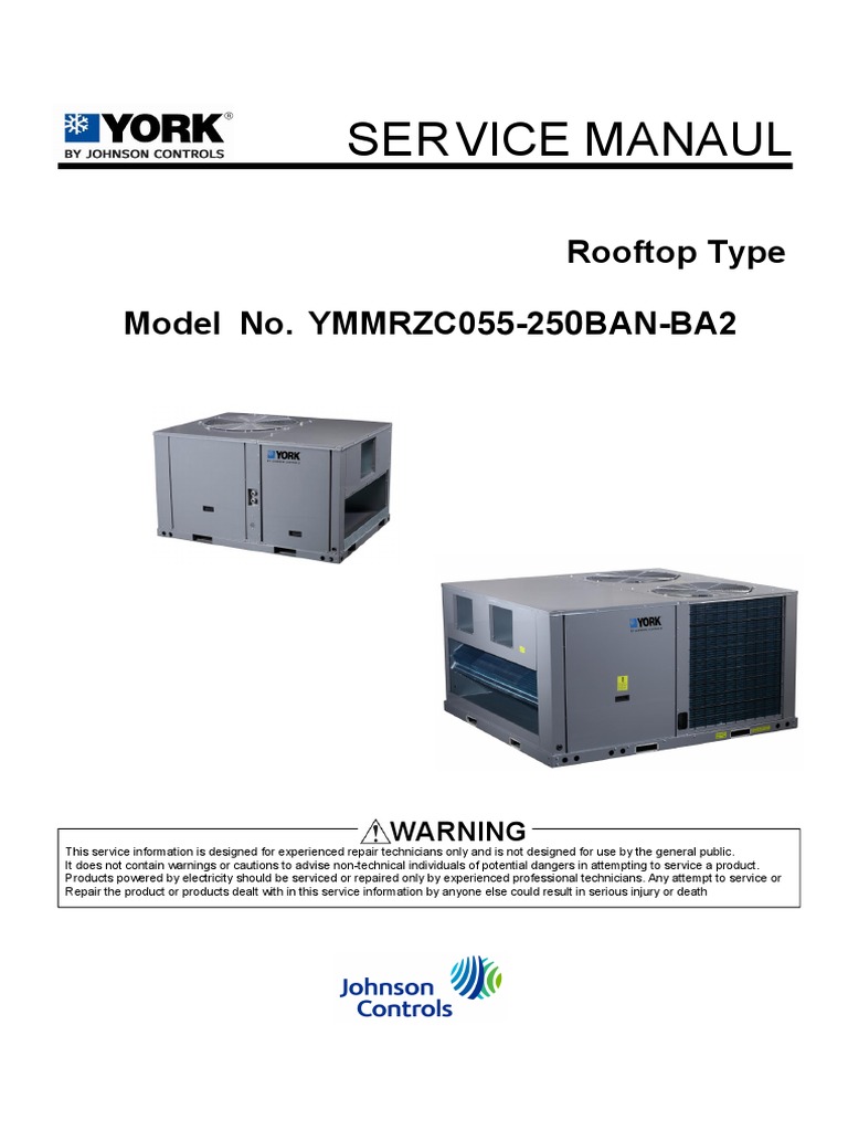 York Rooftop Unit Service Manual | PDF | Air Conditioning | Pipe (Fluid ...