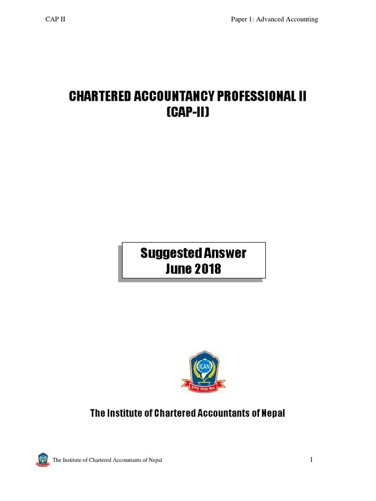 Suggested Answer CAP II June 2018 | PDF | Balance Sheet | Insurance