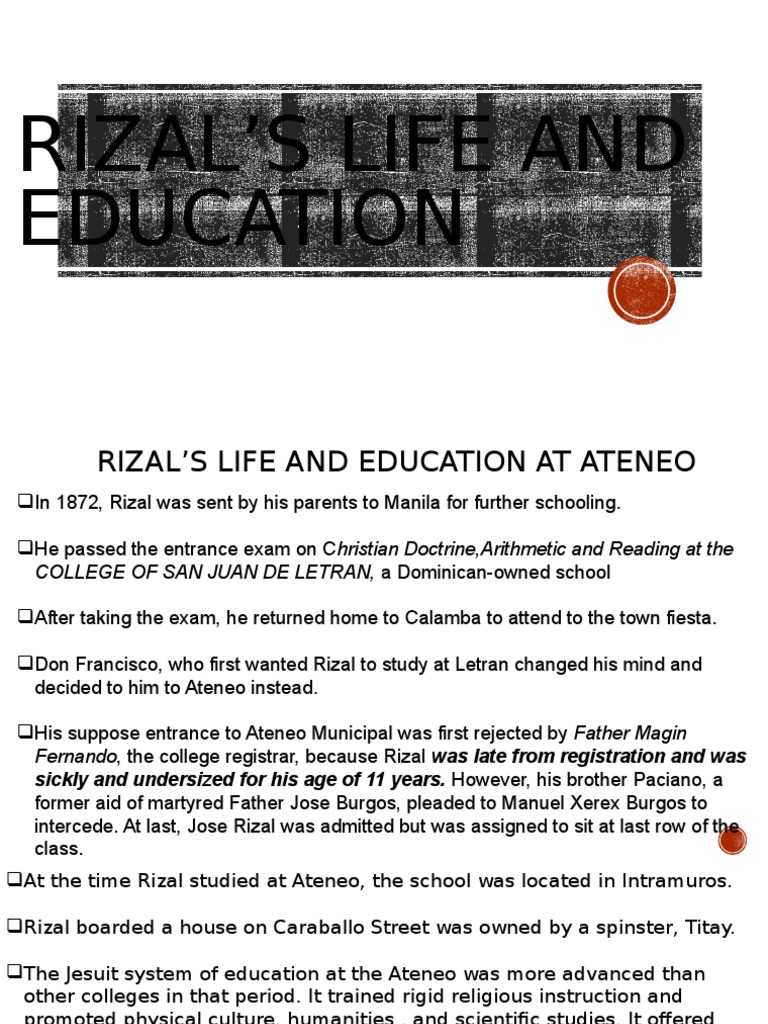 Rizal's Education Journey in Manila | PDF | Social Science | Classics