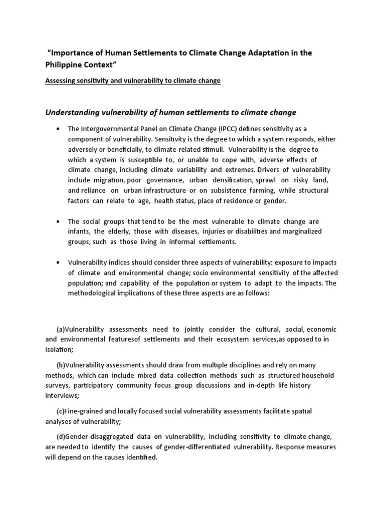 Human Settlements and Climate Adaptation | PDF | Climate Resilience ...