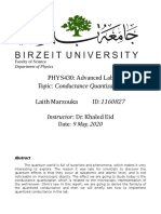 PHYS430: Advanced Lab Laith Marzouka ID: Dr. Khaled Eid: Topic: Conductance Quantization