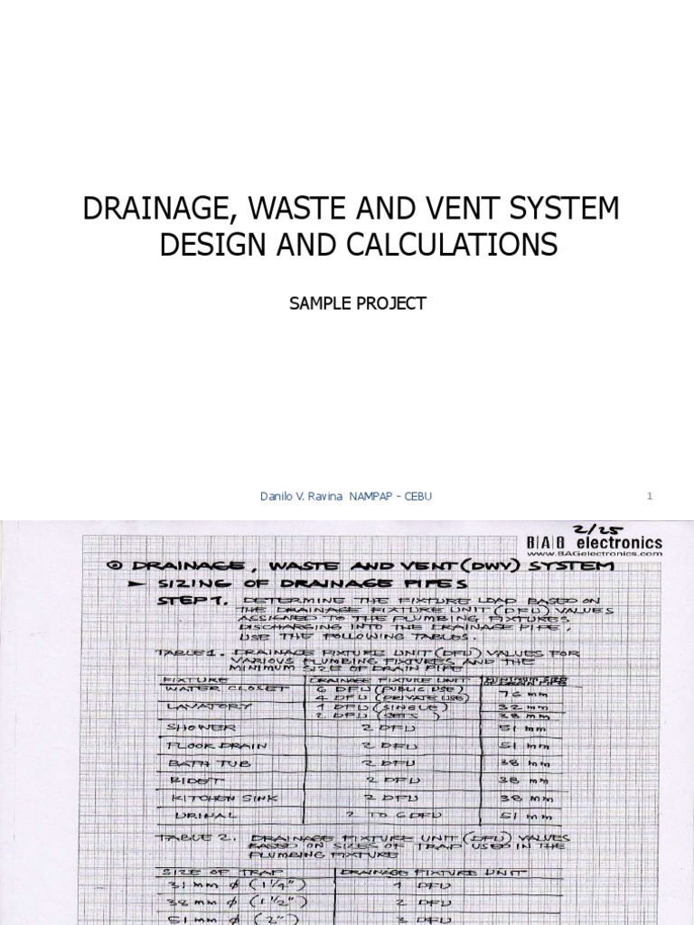 Drainage, Waste and Vent System Design and Calculations Sample Project