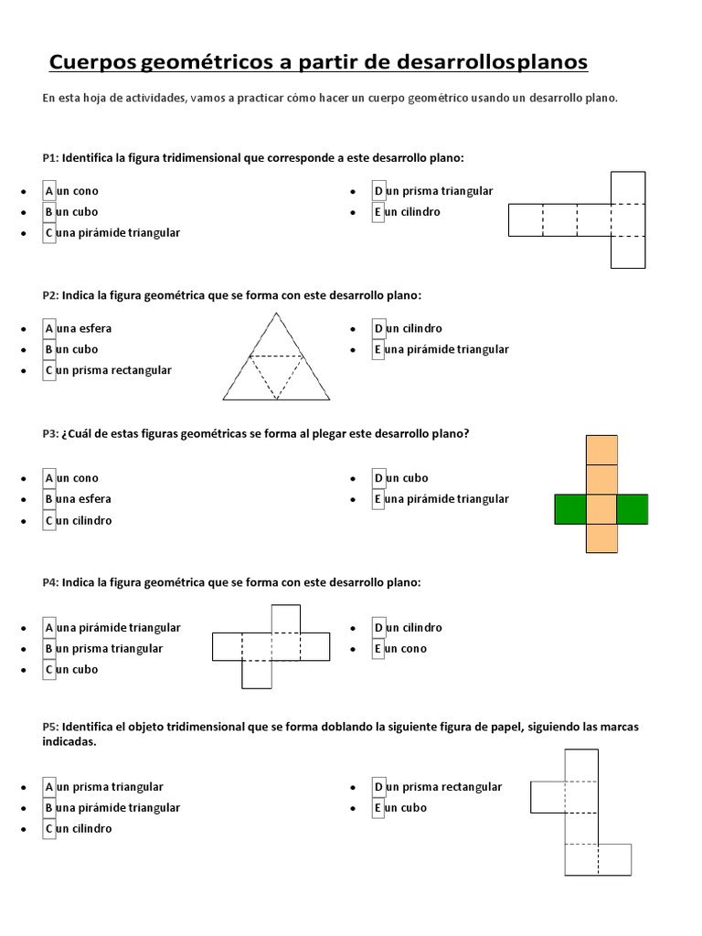 Cuerpos Geométricos A Partir de Desarrollos Planos | PDF | Geometría