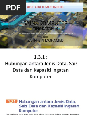 Sk T4 1 3 1 Hubungan Antara Jenis Data Saiz Data Dan Kapasiti Ingatan Komputer Pdf
