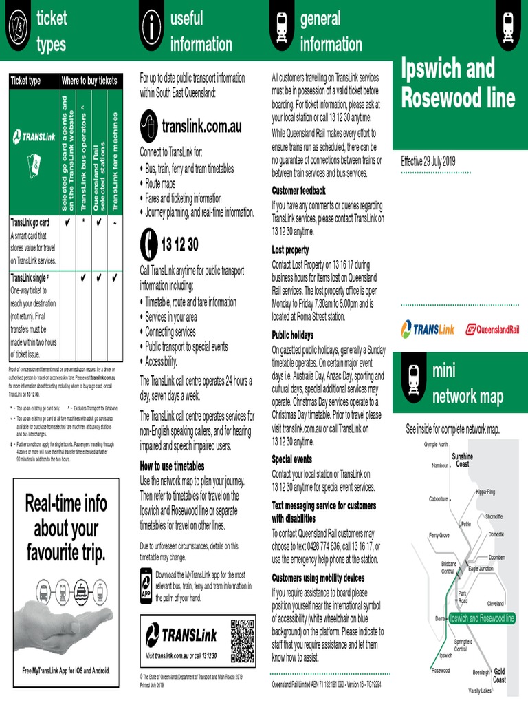 Ipswich To Brisbane Train Timetable Pdf Free