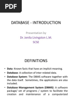 Database - Introduction: Dr. Jenila Livingston L.M. Scse