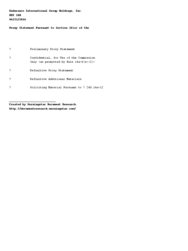 Endurance International Group Holdings, Inc. Def 14A 04/21/2014 Proxy