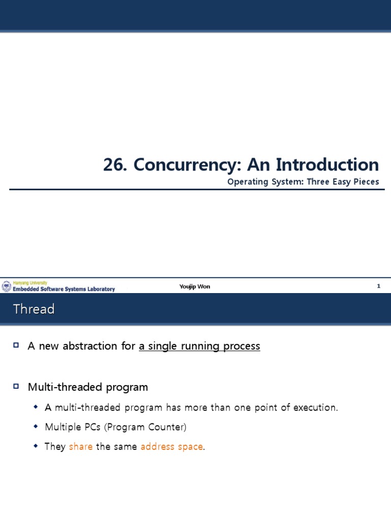 Concurrency An Introduction Operating System Three Easy Pieces PDF