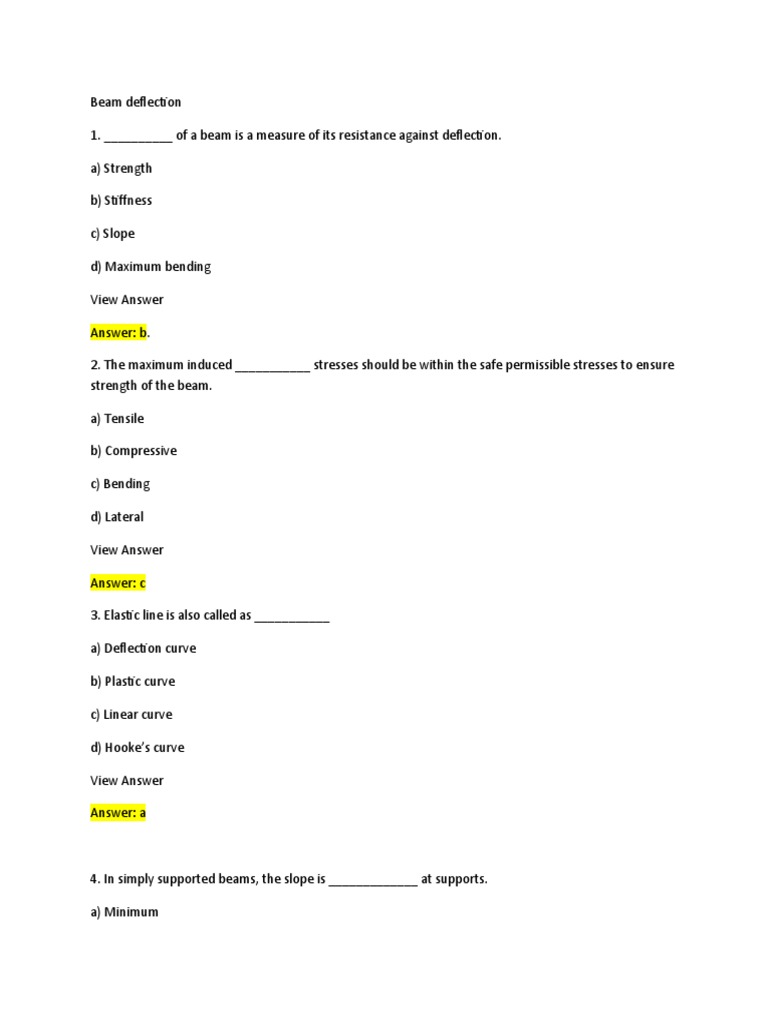 Beam Deflection Pdf Bending Stress Mechanics