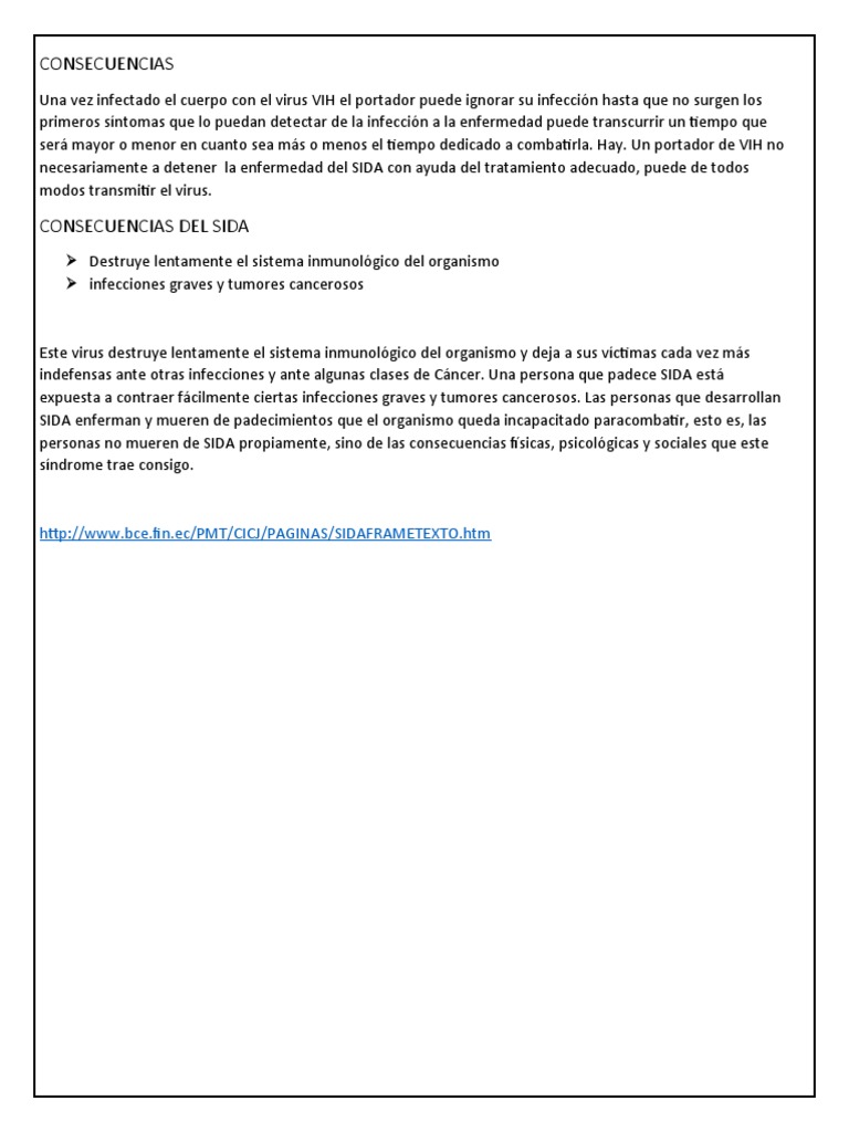 Consecuencias Del Sida | PDF | VIH / SIDA | VIH