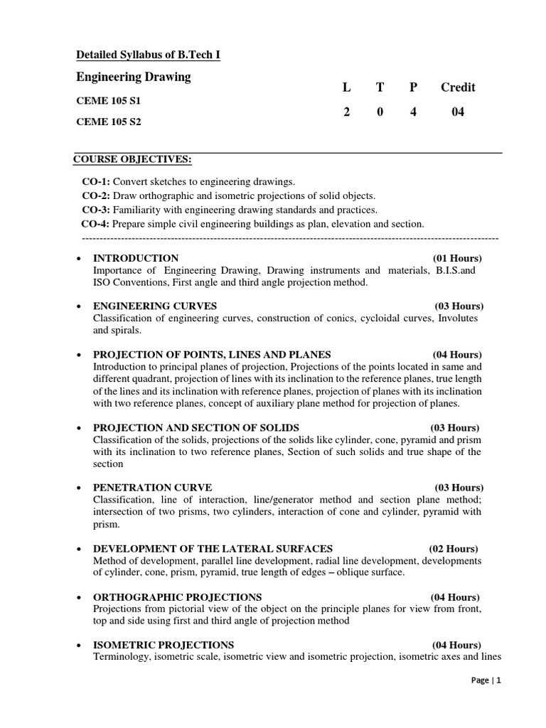 B.Tech Engineering Drawing Syllabus | PDF | Boundary Layer | Fluid Dynamics