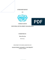 Internship Report On UNIDO Pakistan... Mirza Faris Ijaz BBS-07-35BZU Sahiwal