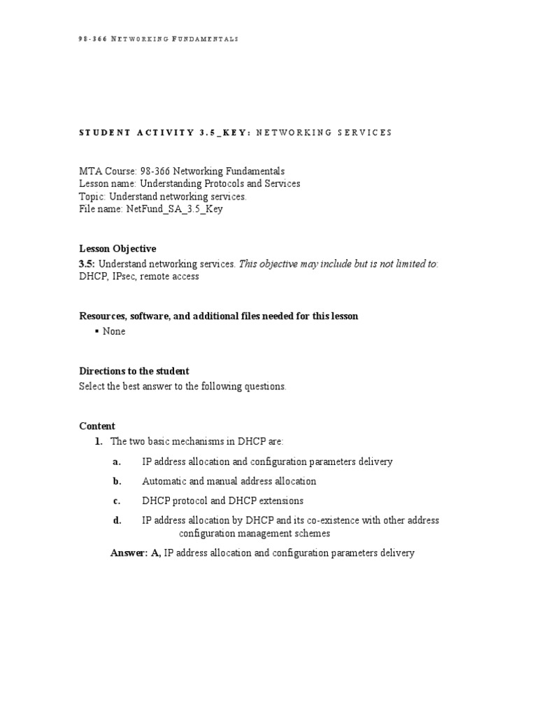 Mta Networking Fundamentals Exam 98366 Answers informacionpublica.svet.gob.gt