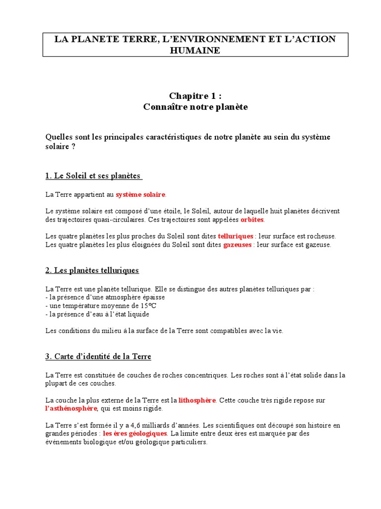 Evaluation Svt 5eme La Planete Terre L environnement Et L action Humaine 1-La Planète Terre, L'environnement Et L'action Humaine | PDF |  Tremblements de terre | Tectonique des plaques