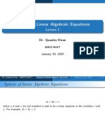 Linear Algebraic Equations Lecture