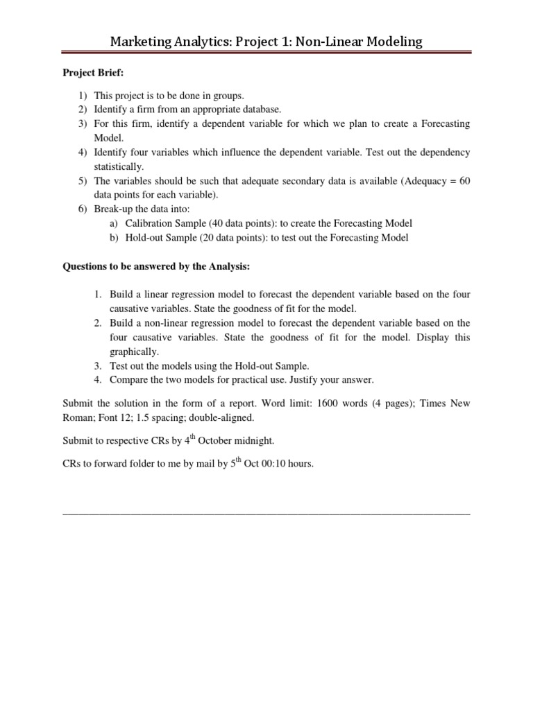 Non-Linear Modeling in Marketing Analytics | PDF