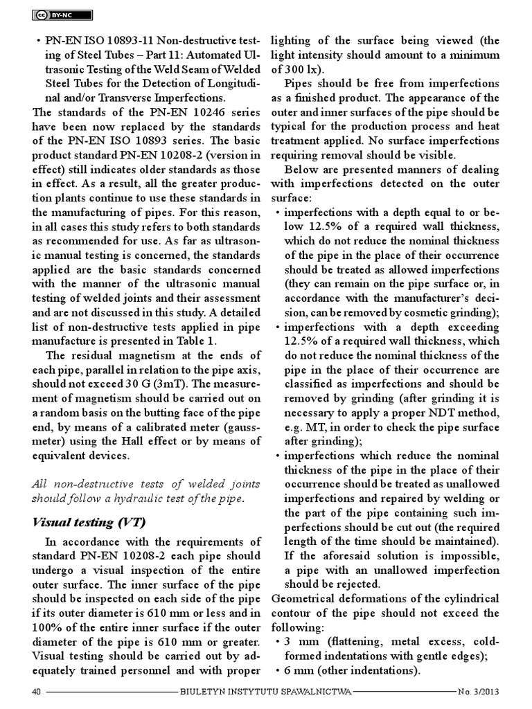 Non-Destructive Testing of Steel Pipes | PDF | Nondestructive Testing ...