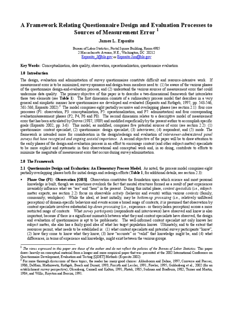 Questionnaire Design and Error Framework | PDF | Survey Methodology ...