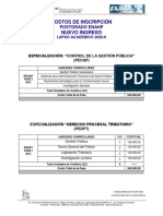 Costosinscripcion Nuevoingreso2020-Ii PDF