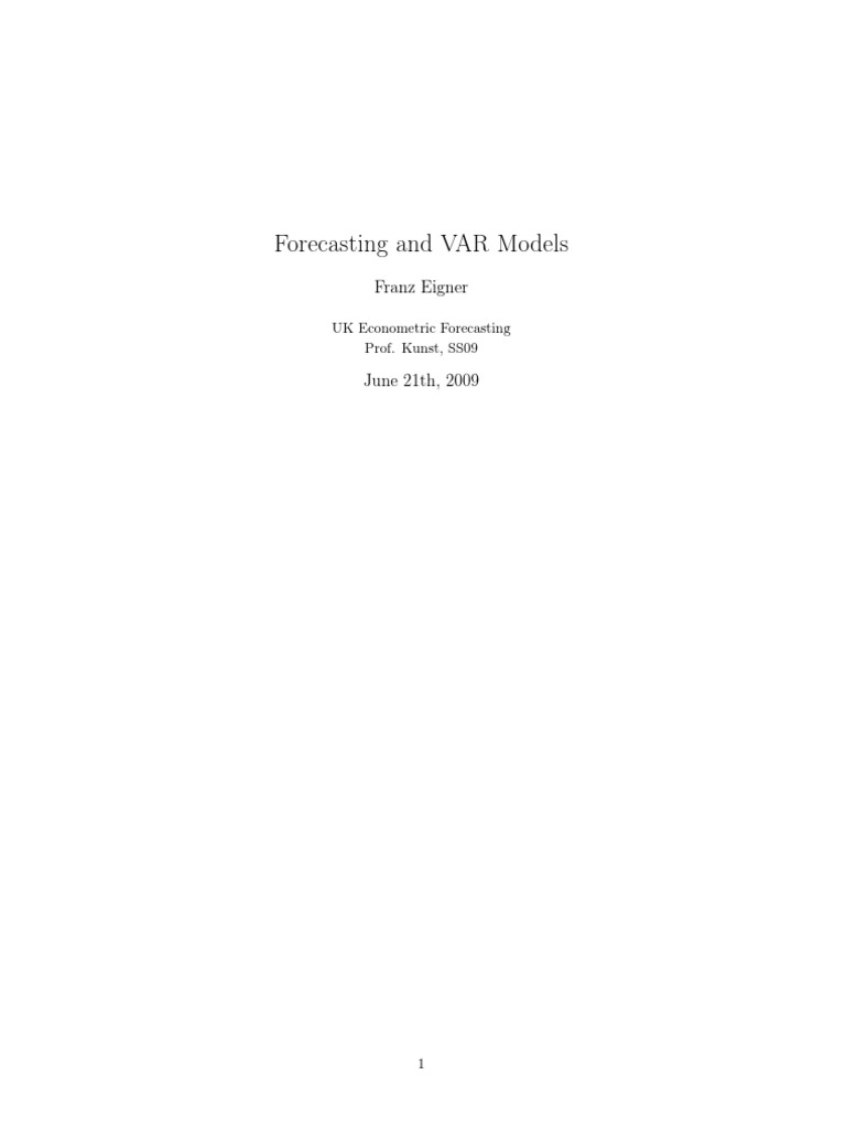Forecasting and VAR Models | PDF | Vector Autoregression | Forecasting