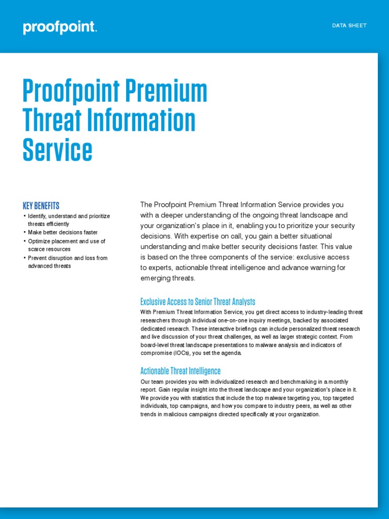 Proofpoint Premium Threat Information Service: Key Benefits | PDF ...