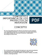 CONCEPTO E IMPORTANCIA DE LOS PROYECTOS de inversión