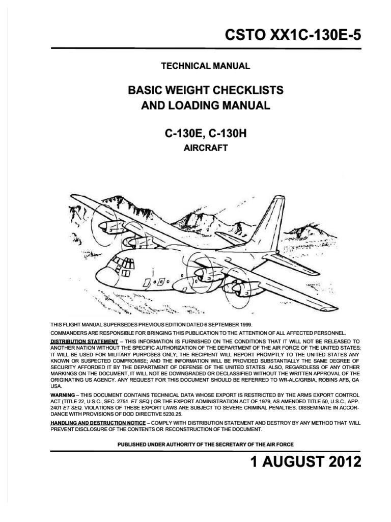 Xx1c 130e 5 Basic Weight Checklists and Loading Manual Hercules C 130 ...