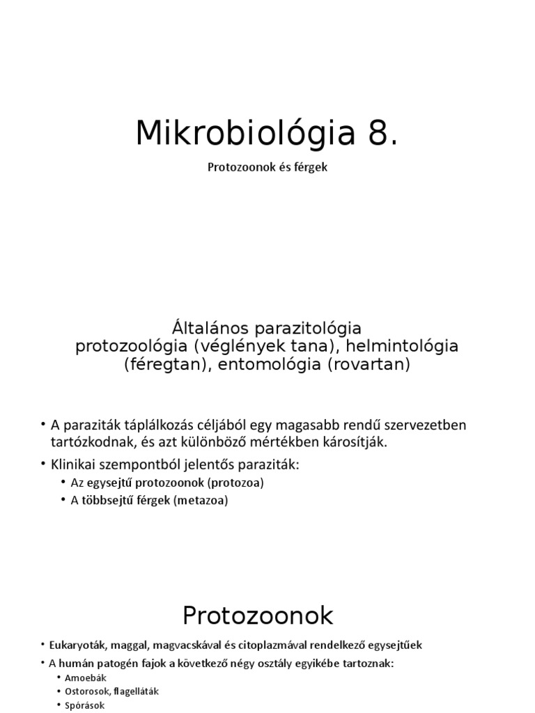 paraziták metazoans és protozoans