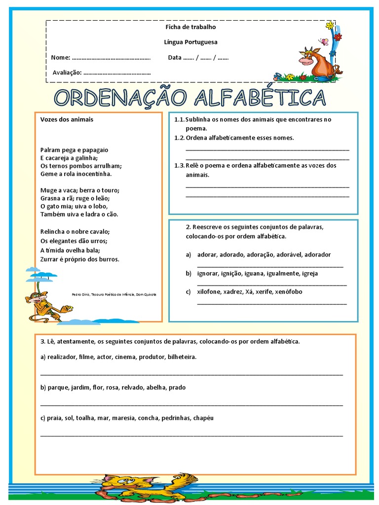 Atividades de Ordem Alfabética 5º Ano | PDF | Interesse humano