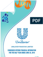 Unilever Pakistan Half Year Financials 2010