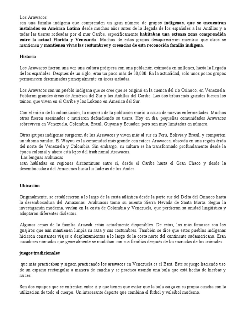 Los Arawacos PDF Pueblos Indígenas de las Américas America latina