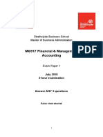 FMA Exam Paper JULY 2018 PAPER 1 Solution and Marking Guide