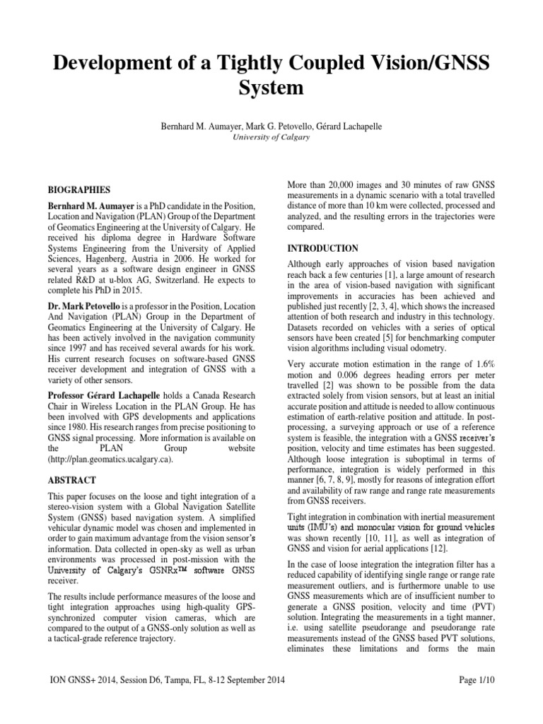 Development of A Tightly Coupled Vision GNSS System | PDF | Kalman ...