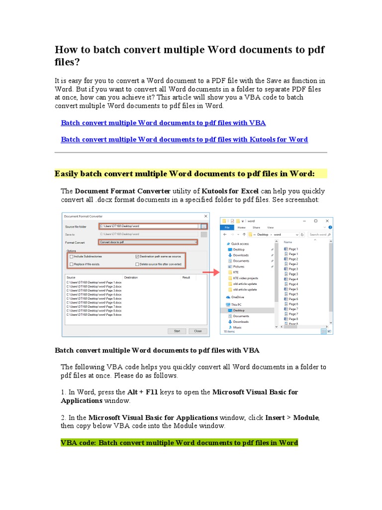 How To Batch Convert Multiple Word Documents To PDF Files? PDF