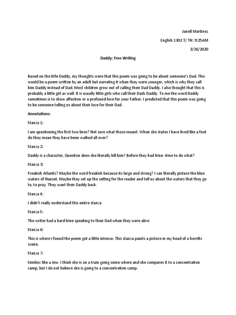 Daddy: Free Writing | PDF