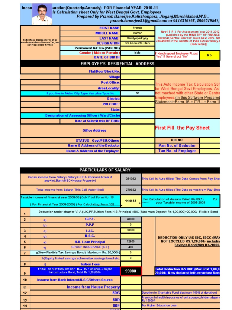 All in One Tax Return Preparation For W.B. Govt Employees Fy