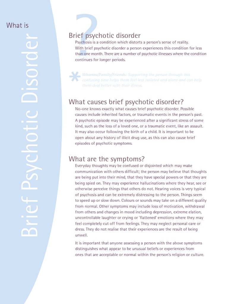What Is Brief Psychotic Disorder PDF Psychosis Mental Disorder