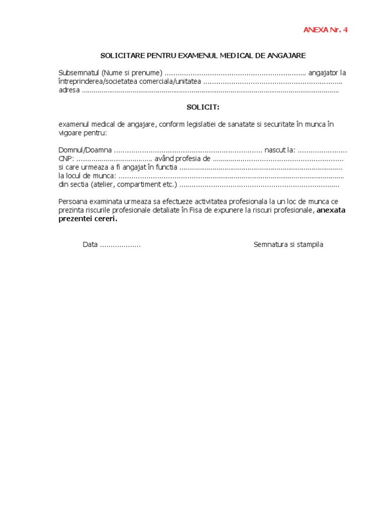Dosar Medical Model | PDF