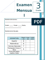 3er Grado - Examen Mensual Enero (2019-2020)