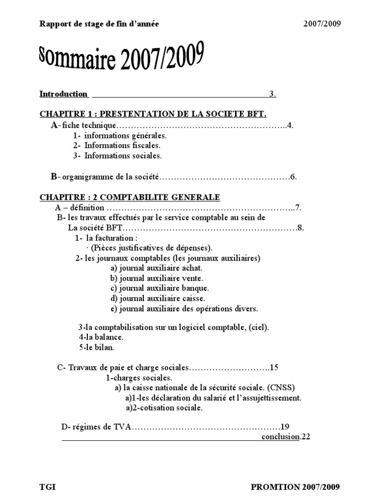 Rapport De Stage De Fin D