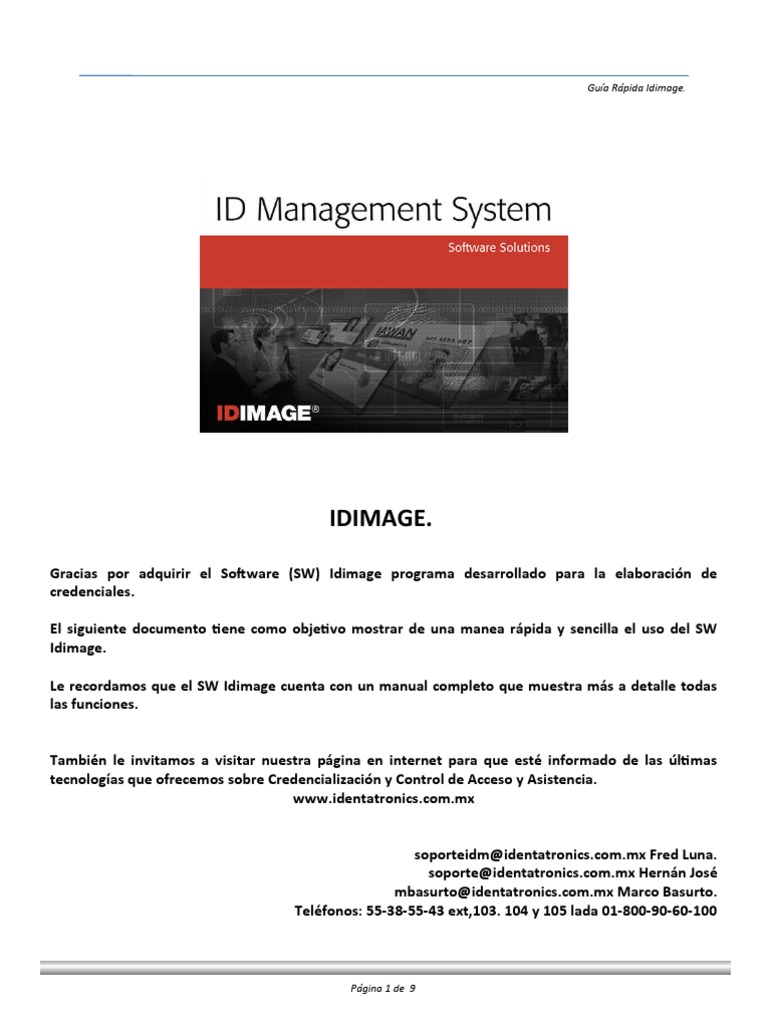 Guia Rápida de IDimage2012 | PDF | Archivo de computadora | Microsoft Excel