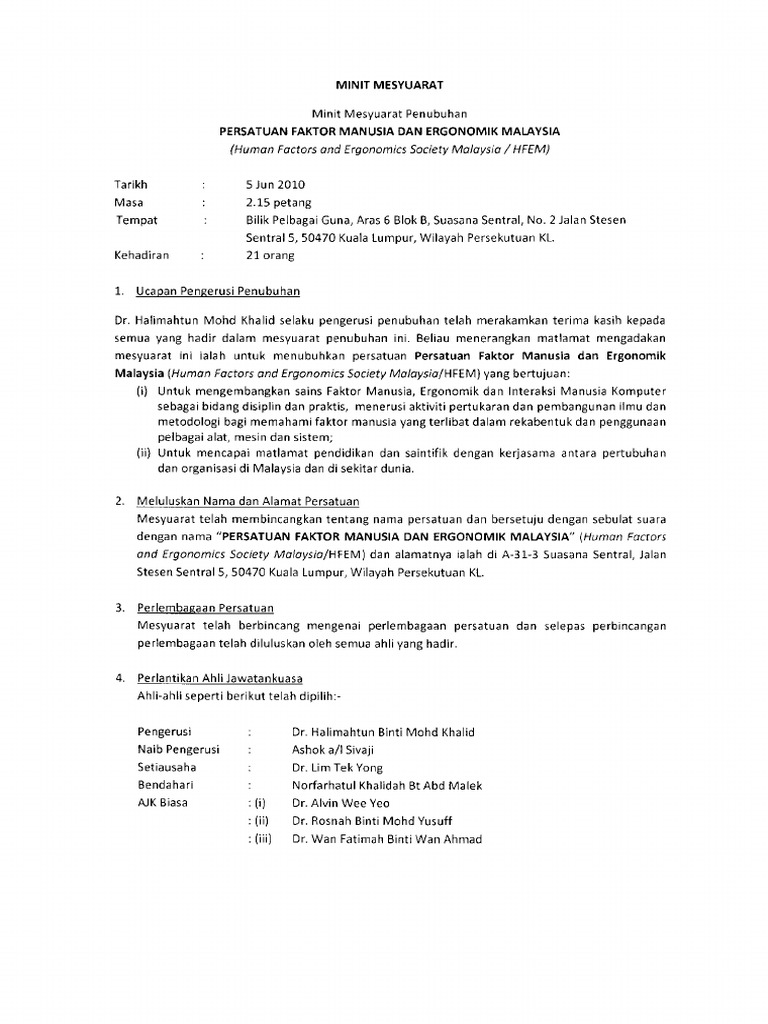 Contohmesypenubuhanpersatuanhfem Foundation Minutes Pdf