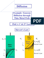 Diffusion: Example: Gaseous Diffusion Through Thin Metal Foils Fick's 1 & 2 Laws